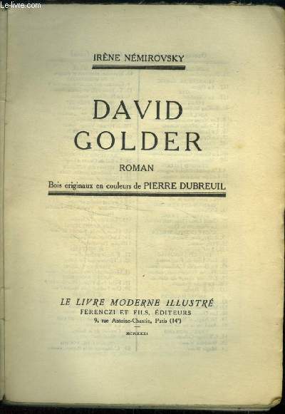 David Golder, Collection Le livre moderne Illustr.