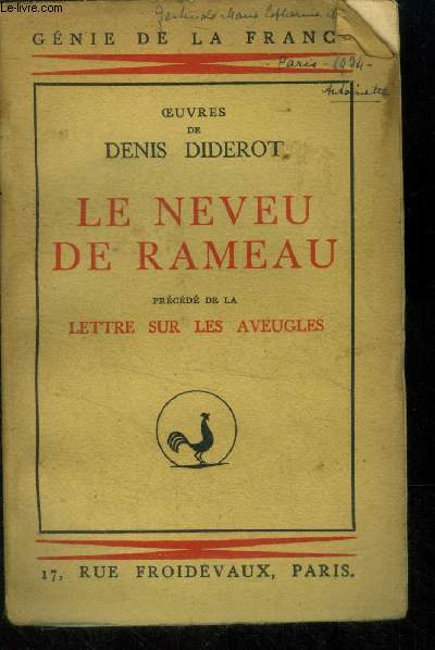 Le neveu de Rameau prcd de la lettre sur les aveugles