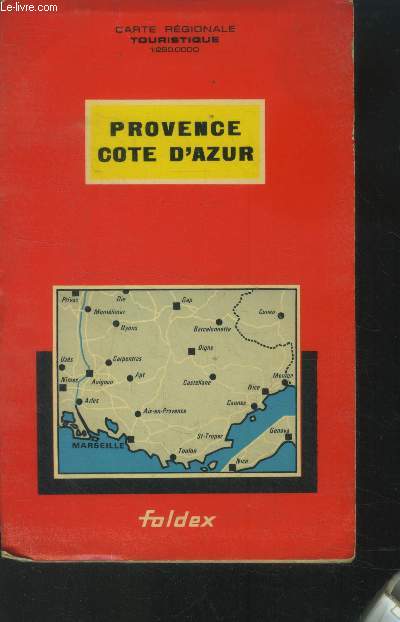 Provence cote d'azur. Carte rgionale touristique.