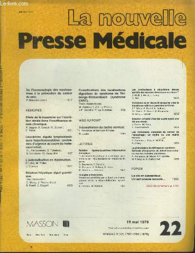 La nouvelle presse mdicale n22, 19 mai 1979
