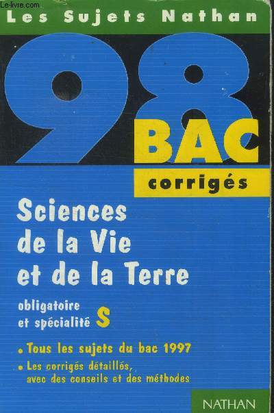 Sciences de la vie et de la terre, obligatoire et spcialit S. Bac 98