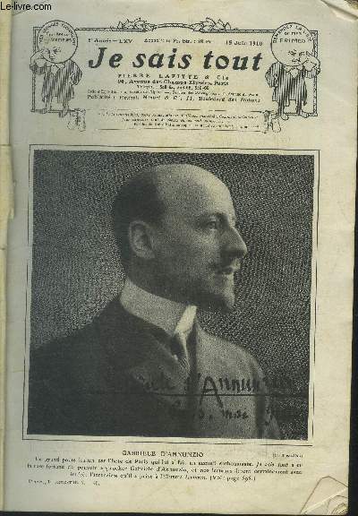 Je sais tout n65, 15 juin 1910 :Branches Impriales, rameaux Royaux, par Charles Torquet. Chez les Humoristes. les Jeux de l'amour et de la Confrence, pice indite en un acte de Romain Coolus. De la Terre au Ciel, par Louis Paulhan. Hors-Texte en coule