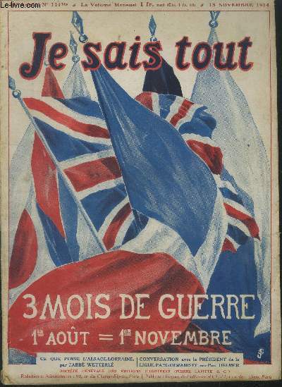 Je sais tout n114 bis , 15 novembre 1914 :3 mois de guerre