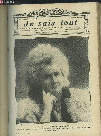 Je sais tout n15, 15 avril 1906 :Dans les entrailles de la Terre, par Sverine. Supplment d'Art : Le Salon de la Socit Nationale des Beaux-Arts : Jean Braud, Blanche, Bonnencontre, Flix Borchardt, Bunny, Cottet, Caro Delvaille, Eugne Carrire, Dagn