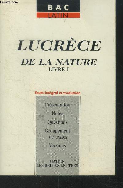 Lucrce de la Nature. Livre 1