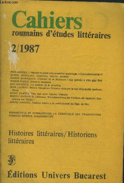 Cahiers roumains d'tudes littraires 2/1987