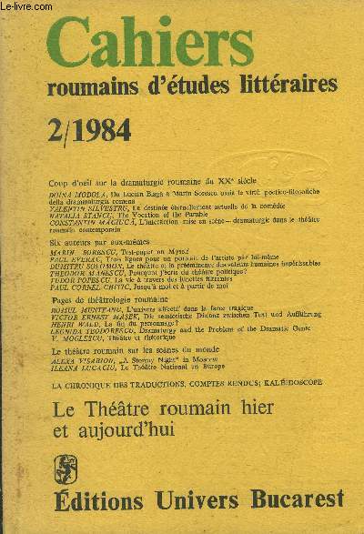 Cahiers roumains d'tudes littraires 2/1984