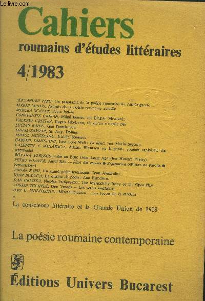 Cahiers roumains d'tudes littraires 4/1983