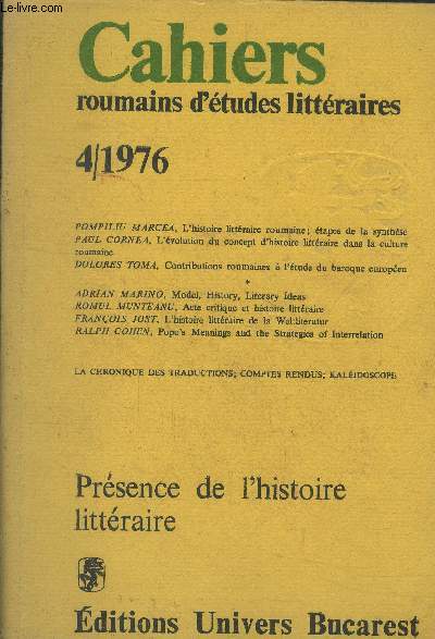 Cahiers roumains d'tudes littraires 4/1976
