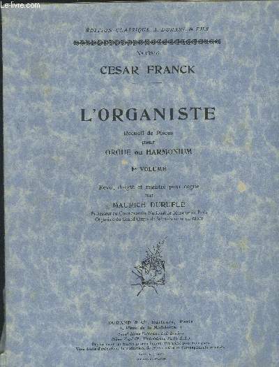 L'organiste Recueil de pices pour orgue ou harmonium 1er volume