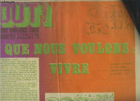 Tout ! Ce que nous voulons : tout Quinzomadaire 29 juillet 1971