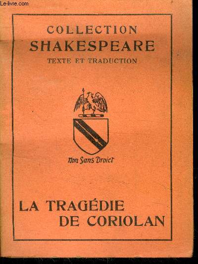 La tragedie de coriolan - collection Shakespeare - texte et traduction