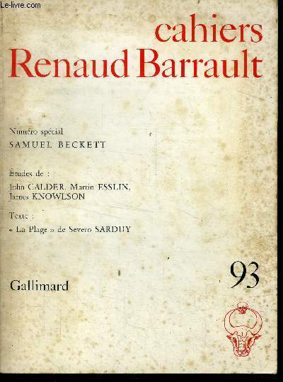 Cahiers renaud barrault -N°93- numero special Samuel beckett- etudes de john calder, martin esslin, james knowlson- texte 