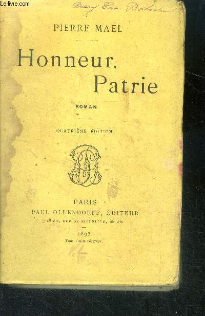 Honneur, patrie - roman - 4eme edition