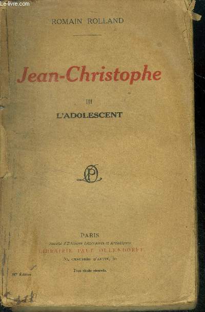 Jean-christophe - tome III : l'adolescent