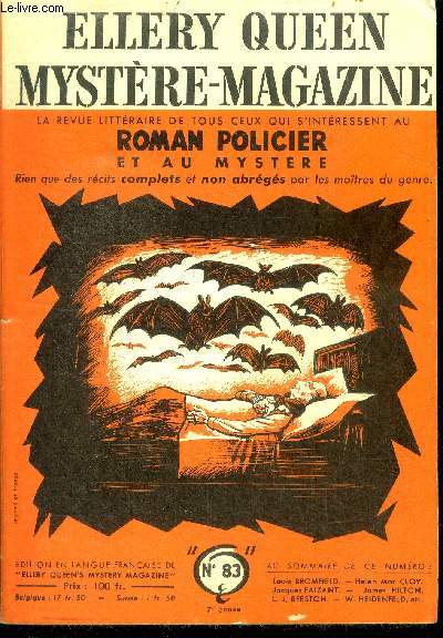 Mystere magazine n83 - decembre 1954 - au bout du fil (novelette) par helen mccloy, l'assassinat du duc de guise par jacques faizant, crime passionnel par louis bromfield, a la ligne par gilbert mangeret, le roi des chauves souris par james hilton, ....