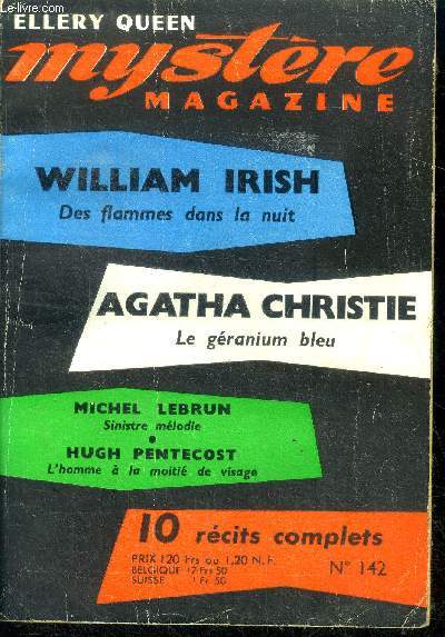 Mystere Magazine N142 - novembre 1959 -Des flammes dans la nuit- Le granium bleu- Sinistre mlodie- L'homme  la moiti du visage - erreur de gout - comme aux jours d'autrefois- je cherche mr. pilgrim - le crime passe en jugement...
