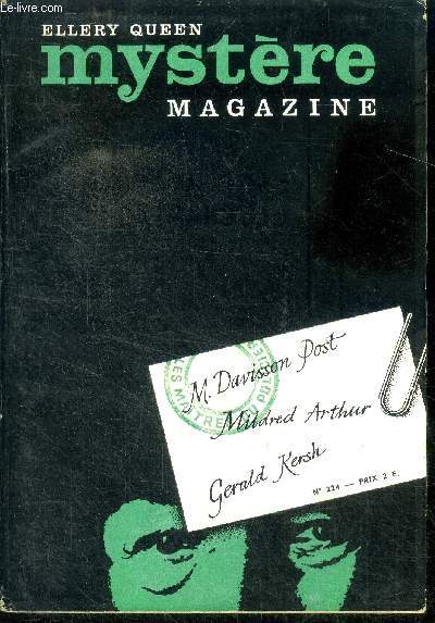 Mystere Magazine N224 - septembre 1966 - La fille adoptive- Deux nouveaux contes de Bo Raymond- Le dossier du divan- Un dguisement- Jusqu'au bout de la haine- Le rve- Le quatrime- Danger  Deerfawn- Un coup de fil du diable- l'enfant du mercredi...