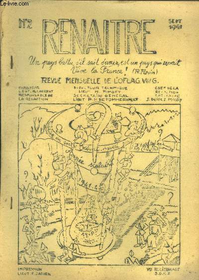 Renaitre N2 septembre 194- Revue mensuelle de l'OFLAG VIII G- plaisir de la voile- banderilles- deux livres apres la defaite- la moisson de quarante- chimie et therapeutique: a propose de sulfamides- l'empire: l'algerie ses primeurs-la vie financiere...