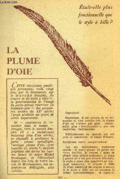 La plume d'oie - etait elle plus fonctionnelle que le stylo a bille ?, l'origine des arabesques, de la plume d'oie  la plume d'acier...