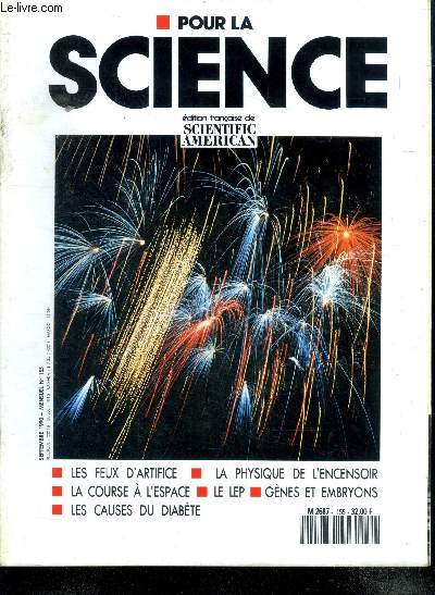 Pour la science N155, septembre 1990- les feux d'artifices, le debat sur les climats, les genes a homeobox et l'organisation du corps, la theorie de ramsay, le developpement du diabete, la nouvelle course a l'espace, le collisionneur lep, la physique...