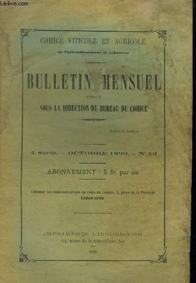 Bulletin mensuel publi sous la direction du bureau du comice 4me srie octobre 1890 n10 : Chronique du mois- Fte du comice-
