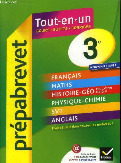 Prpabrevet 3e. Tout en un. Cours, sujets, corrigs