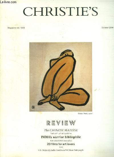 Christie's october 2014.Review The chinese Matisse -The art of the garden- India's warrior bibliophile...