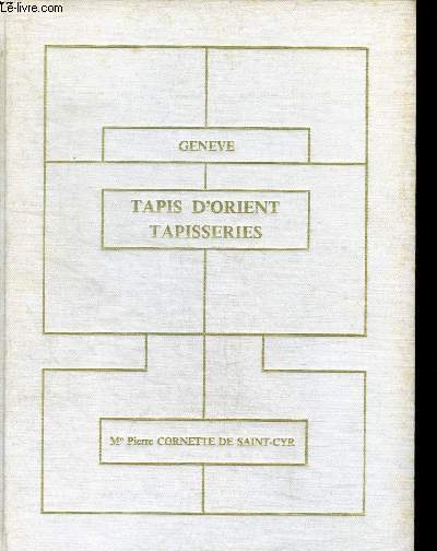 Ventes aux enchres expositions, Exceptionnel ensemble de tapis d'Orient tapisseries le samedi 29 avril 1978  l'htel intercontinental Genve