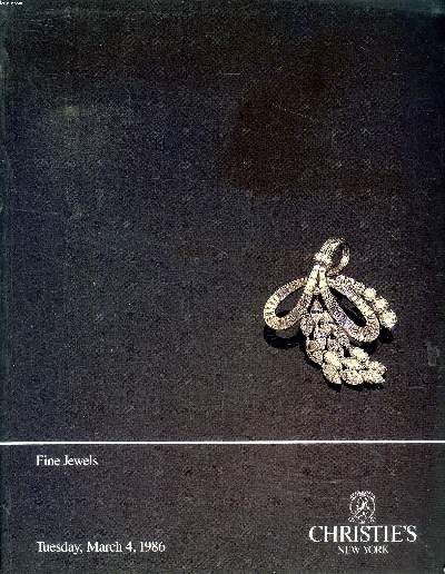 Catalogue d'une vente aux enchres Fine Jewels qui a eu lieu Tuesday, March 4, 1986 at New-York