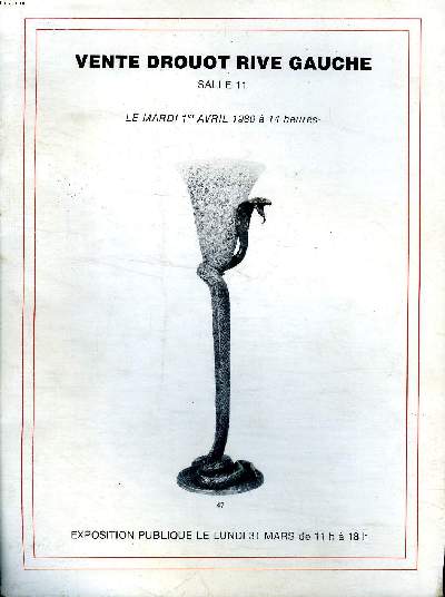 Catalogue d'une vente aux enchres le mardi 1er avril 1980  Drouot Rive gauche
