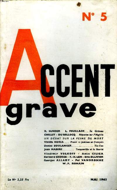 Accent grave N5 Mai 1963