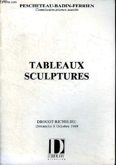Tableaux sculptures Vente aux enchres du dimanche 8 octobre 1989  Drouot