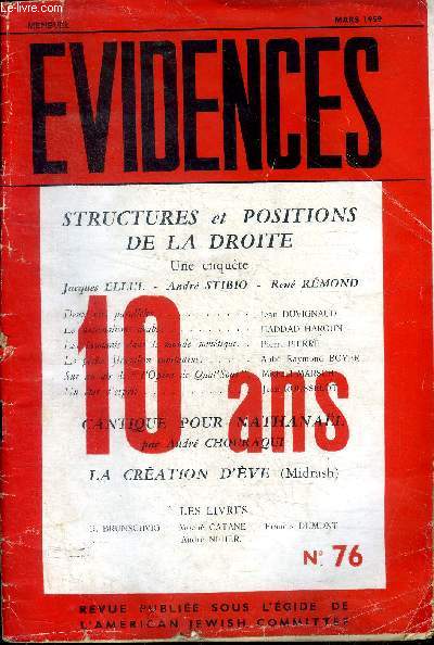 Evidences N76 Mars 1959 Structures et positions de la droite