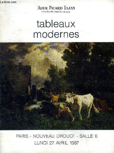 Catalogue d'une vente aux enchres de tableaux modernes qui a eu lieu le lundi 27 avril 1987  Nouveau Drouot Paris