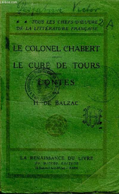 Le colonel Chabert Le cur de Tours Contes Collection Tous les chefs d'oeuvre de la littrature franaise