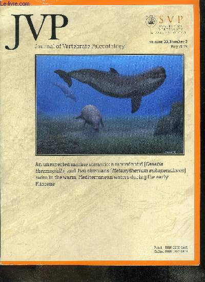 JVP Journal of Vertebrate Paleontology Volume 39 number 3 may 2019