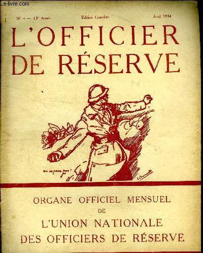 L'officier de rserve N4 13 anne Avril 1934 Edition complte Notre sance solennelle  la Sorbonne