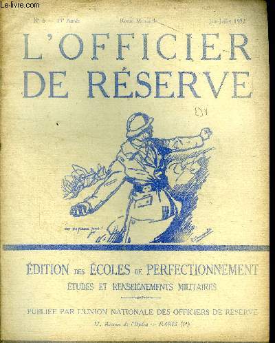 L'officier de rserve N6 11 anne Juin Juillet 1932 Discours de rception du gnral Weygand  l'acadmie franaise