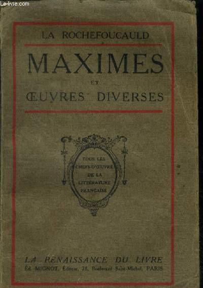 Maximes et oeuvres diverses (Collection 