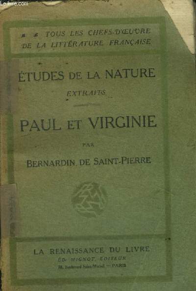 Etudes de la nature Extraits - Paul et Virginie. (Collection 