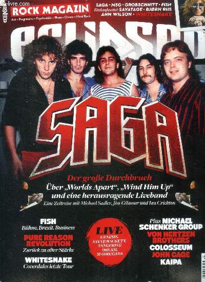 Eclipsed Rock magazin N240 Mai 2022 Saga Der grofe Durchbruch Sommaire: Titelstory: Saga; Pure reason revolution; Ann Wilson; Whitesnake; John Cage; Colosseum ...