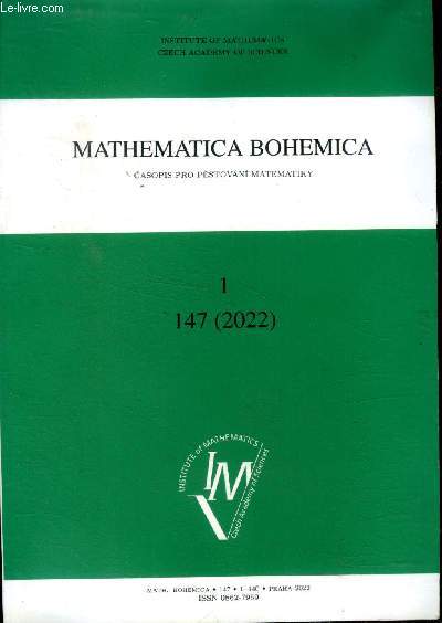 Mathematica bohemica Tome 1 147 (2022)