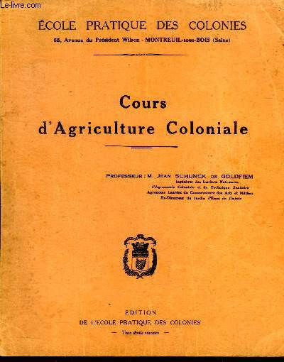 Cours d'agriculture coloniale