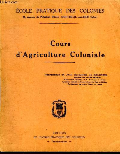 Cours d'agriculture coloniale