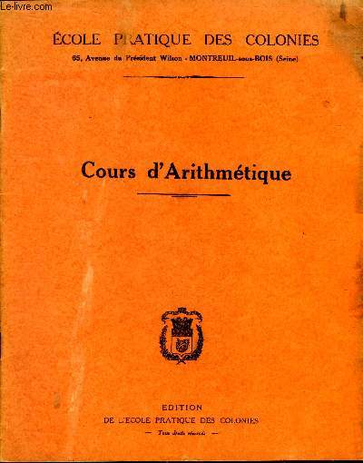 Cours d'arithmtique