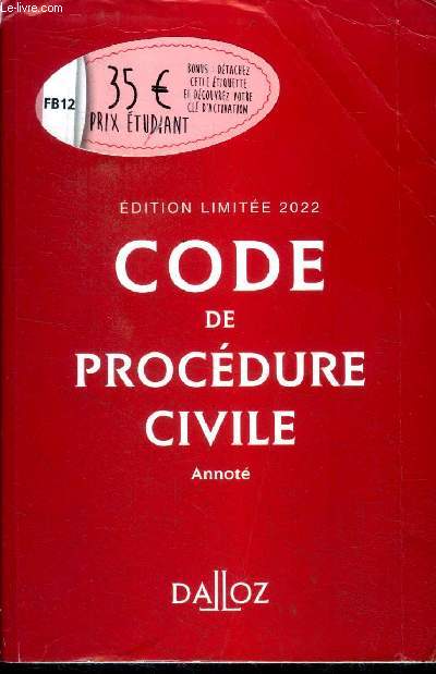 Code de procdure civile annot 113 dition.