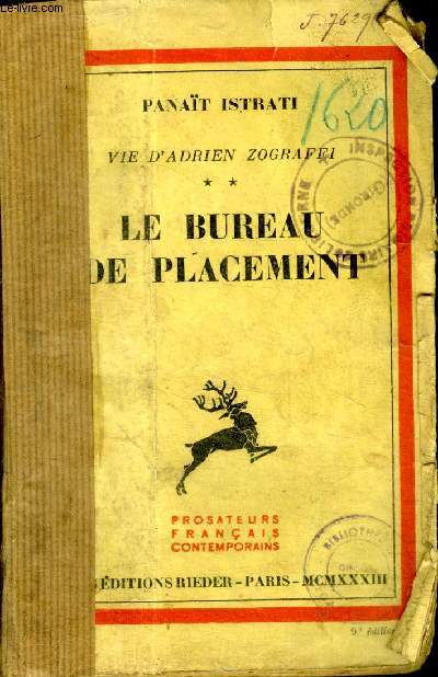 Vie d'Adrien Zograffi ** Le bureau de placement 9 dition