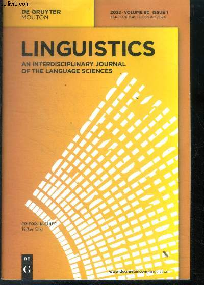 Linguistics - an interdisciplinary journal of the language sciences - VOLUME 60, issue 1 - 2022