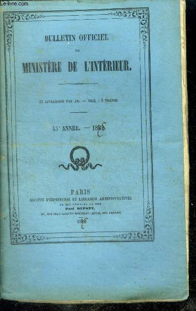 Bulletin officiel du ministere de l'interieur- 45e annee, 1876